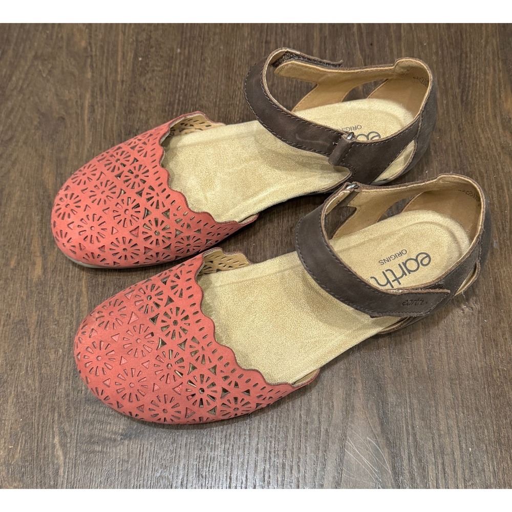 Earth Origins Women's Coral Laser Cut Ankle Strap Comfort Sandal Shoe Granny 8W